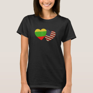 Lithuanian American Couple Heart Love Flag Valenti T-Shirt