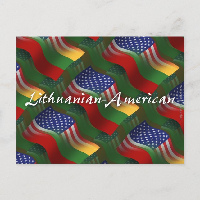 Lithuanian-American Waving Flag Postcard (Front)