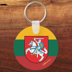Lithuanian flag, emblem & Lithuania holiday /sport Key Ring