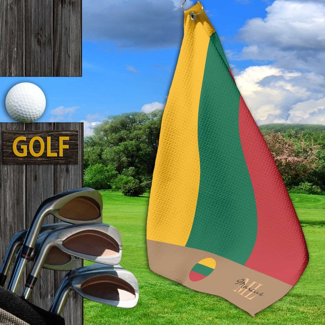 Lithuanian flag & Lithuania monogrammed /golf Golf Towel (Creator Uploaded)