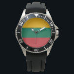 Lithuanian Flag Watch<br><div class="desc">This design features the national flag of Lithuania, which is a country in the Baltic region of Europe. The country is situated along the southeastern shore of the Baltic Sea, to the southeast of Sweden and Denmark. Lithuania is bordered by Latvia to the north, Belarus to the east and south,...</div>