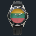 Lithuanian Flag Watch<br><div class="desc">This design features the national flag of Lithuania, which is a country in the Baltic region of Europe. The country is situated along the southeastern shore of the Baltic Sea, to the southeast of Sweden and Denmark. Lithuania is bordered by Latvia to the north, Belarus to the east and south,...</div>