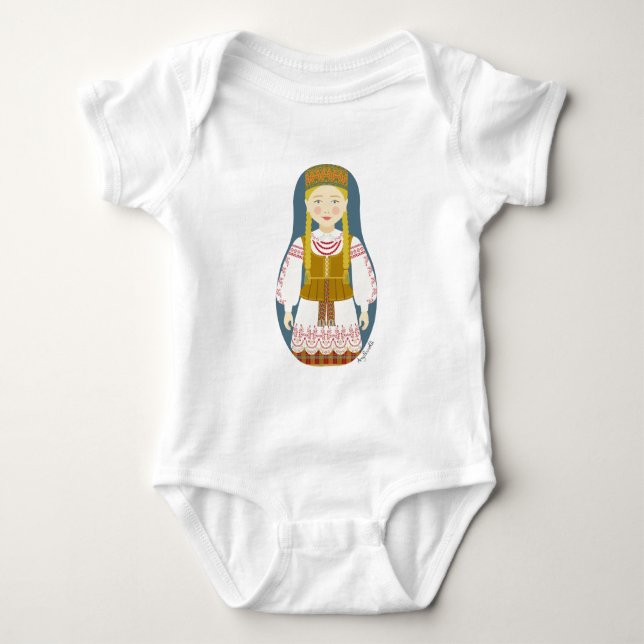 Lithuanian Matryoshka Baby Bodysuit (Front)