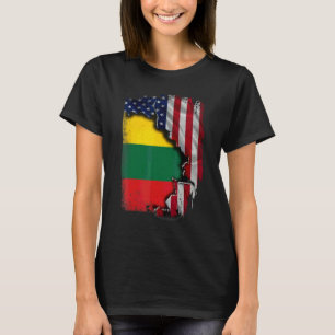 Lithuanian ROOTS Half American Flag Patrioitc Lith T-Shirt