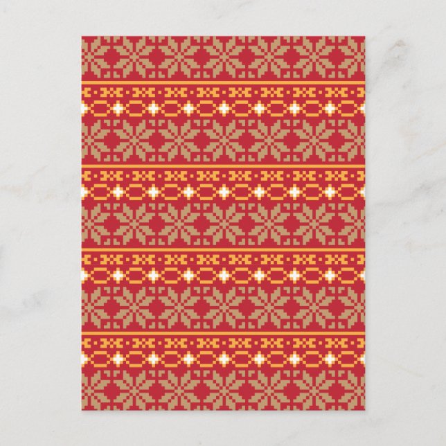 Lithuanian Vintage Folk art geometric star pattern Postcard (Front)