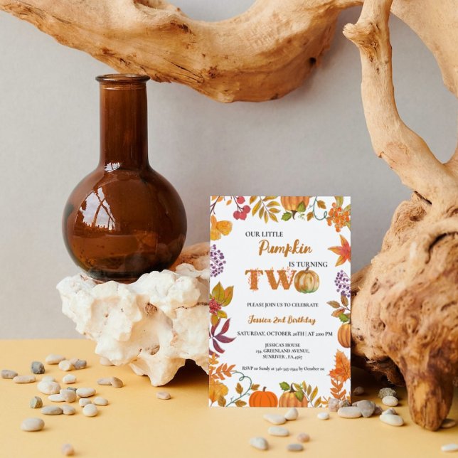 Litlle Pumpkin is turning two 2nd Girl Birthday Invitation (Creator Uploaded)