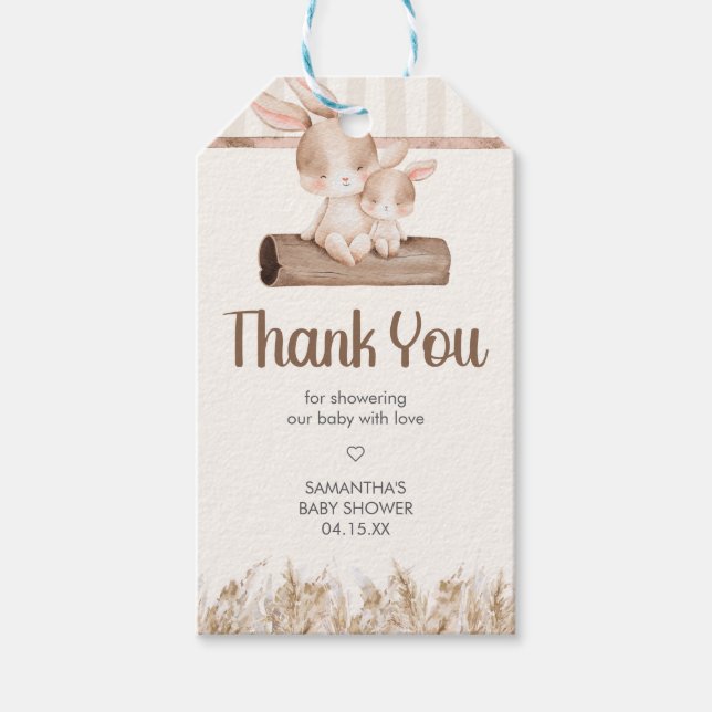 Litte Bunny Baby Shower Favour Tags (Front)