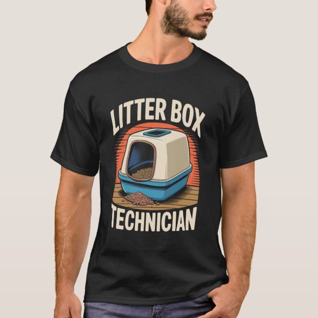 Litter Box Technician Cat Lover Cat 1 T-Shirt (Front)