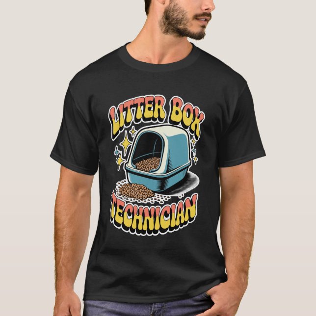 Litter Box Technician Cat Lover Cat 1 T-Shirt (Front)