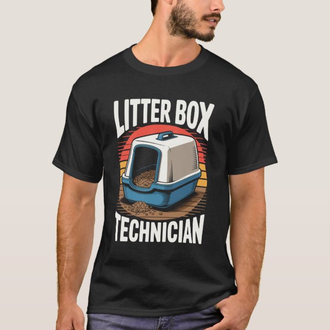 Litter Box Technician Cat Lover Cat T-Shirt (Front)