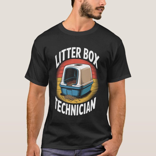 Litter Box Technician Cat Lover Cat T-Shirt (Front)