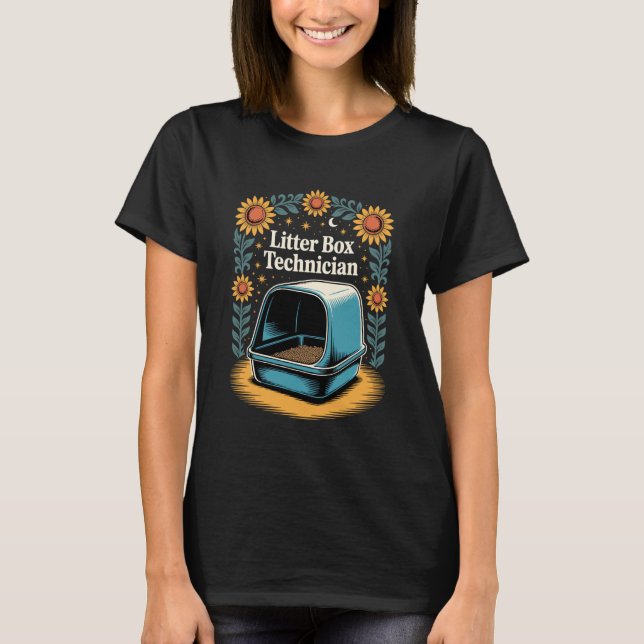 Litter Box Technician Cat Lover Funny Cat 2 T-Shirt (Front)