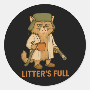 Litter’s Full Funny Cat Christmas Humor Quote Classic Round Sticker