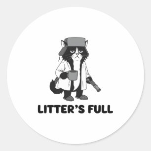 Litter’s Full Funny Cat Christmas Humor Quote Long Classic Round Sticker