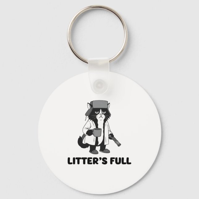 Litter’s Full Funny Cat Christmas Humor Quote Long Key Ring (Front)