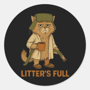 Litter’s Full Funny Cat Lovers Christmas Xmas Classic Round Sticker