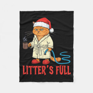 Litter’s Full Funny Cat Lovers Christmas Xmas  Fleece Blanket