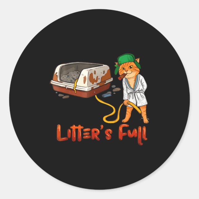 Litter’s Full Funny Cat Lovers Christmas Xmas Mpy  Classic Round Sticker (Front)