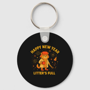 Litter’s Full Funny Cat Lovers Happy New Year Key Ring
