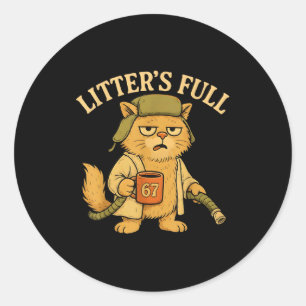 Litter’s Full Funny Six Seven 67 Meme Cat Lovers C Classic Round Sticker
