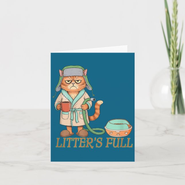 Litters Full Funny Cat Lovers Christmas Funny Gift Card (Front)