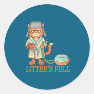 Litters Full Funny Cat Lovers Christmas Funny Gift Classic Round Sticker