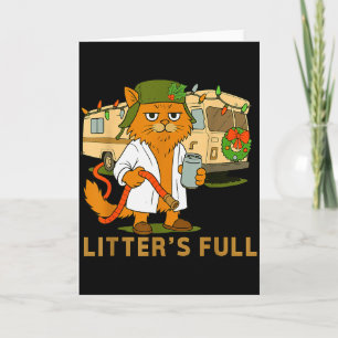 Litters Full Funny Cat With Hose And Drink Card