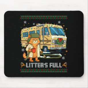 Litter's Full Funny Silly Cat Holding Coffee Meme Mouse Pad