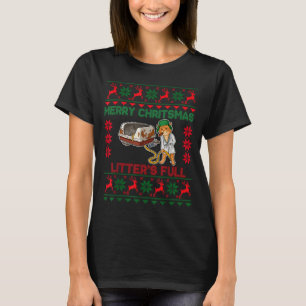 Litter's Full Merry Christmas Funny Cat Lover Ugly T-Shirt