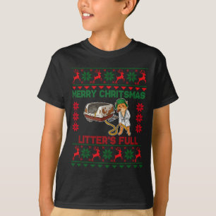 Litter's Full Merry Christmas Funny Cat Lover Ugly T-Shirt