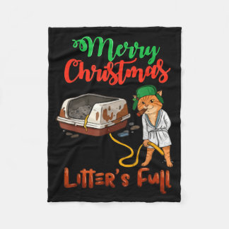 Litters Full Merry Christmas Funny Cat Lovers Fleece Blanket