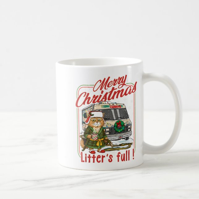 Litter's Full Merry Christmas Funny Cat Lovers Hol Coffee Mug (Right)