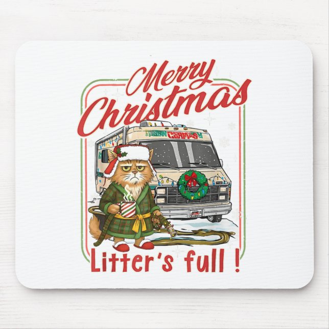 Litter's Full Merry Christmas Funny Cat Lovers Hol Mouse Pad (Front)