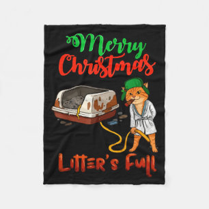 Litters Full Merry Christmas Funny Cat Lovers Holi Fleece Blanket