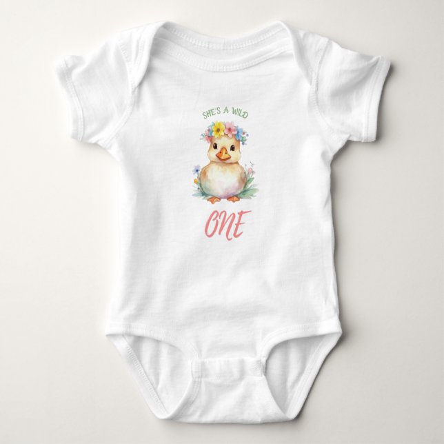 Little a duckling First Birthday Baby Bodysuit (Front)