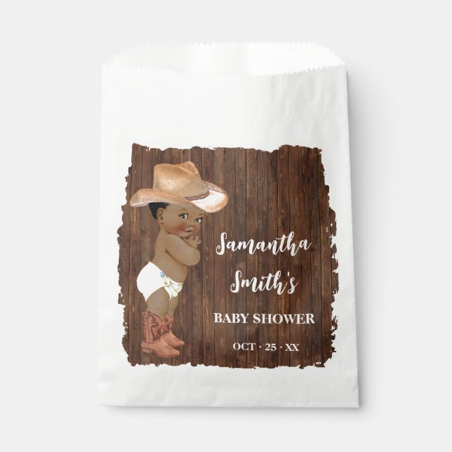 Little AA Cowboy Western Baby Shower Favour Bag (Front)