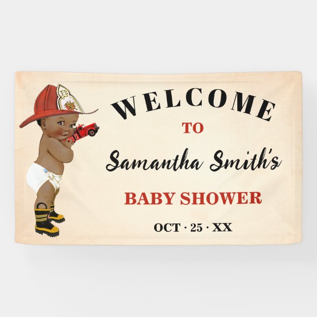 Little AA Firefighter Welcome Baby Shower Banner (Horizontal)