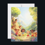 Little Adventurers – Kids Hiking Postcard<br><div class="desc">Send a little sunshine and joy with this delightful postcard featuring a group of happy children exploring the great outdoors. Surrounded by mountains, trees, and laughter, this beautifully illustrated scene is perfect for classroom greetings, friendly notes, or nature-themed occasions. With a vertical layout and vibrant storytelling artwork, this postcard adds...</div>