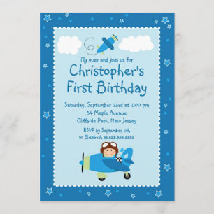 Little Aeroplane Pilot Birthday Party Invitations