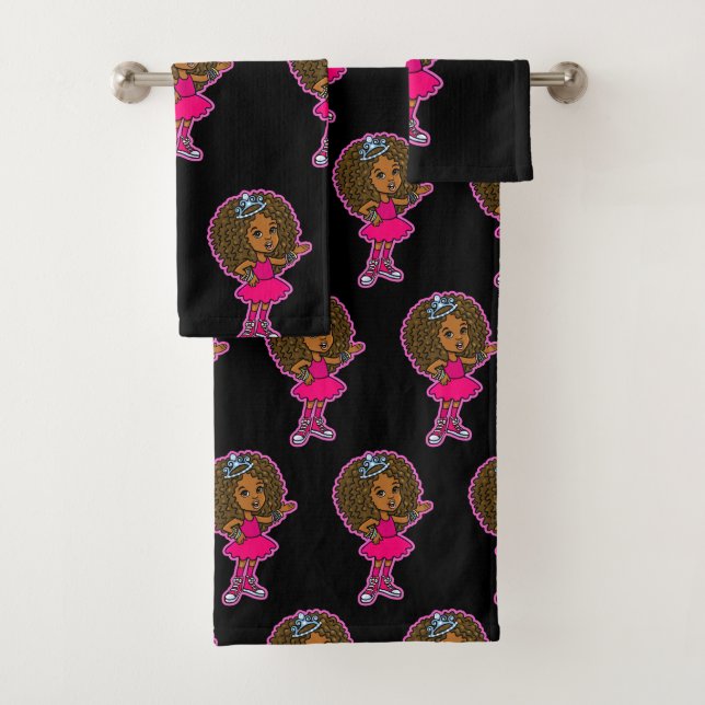 Little African American Princess Bath Towel Set (Insitu)