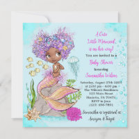 Little African Mermaid Baby Shower Invitation