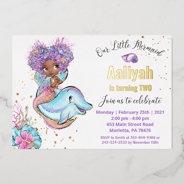 Little Afroamerican Mermaid Birthday Real (Front)