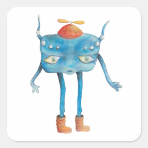 Little Alien Pi   Square Sticker