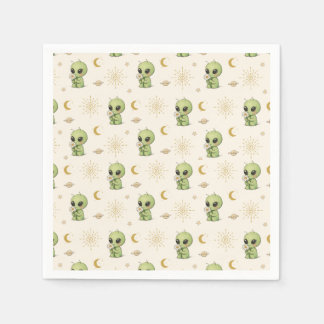 Little Alien Smells Flower for First Time Napkin