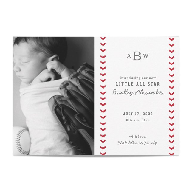 Little All Star Baseball Baby Birth Announcement (Creator Uploaded)