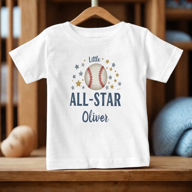 Little All-Star Baseball with Stars Baby T-Shirt (Creator Uploaded)