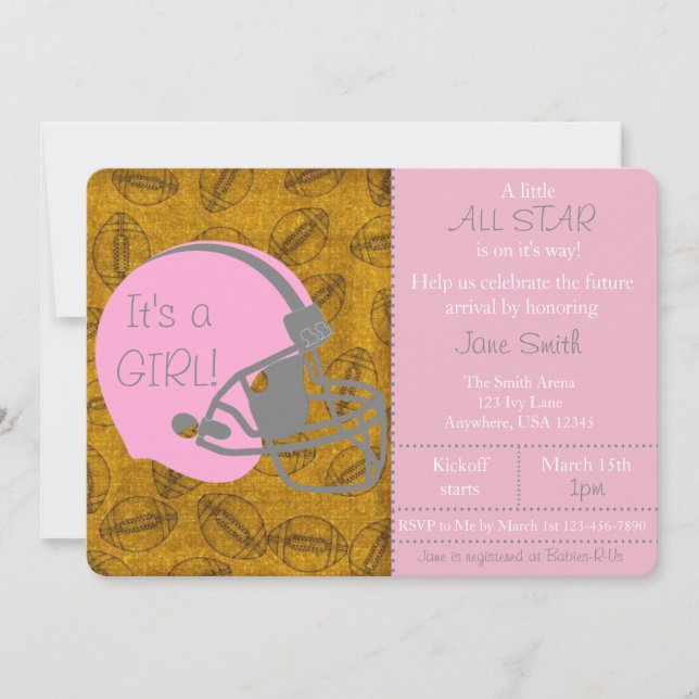 Little All Star themed Girl Baby Shower Invitation (Front)