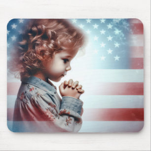 Little American Girl Praying Mouse Pad
