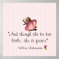 Little and Fierce Shakespeare Pink Stripe Poster