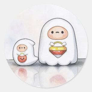Little and small ghosts Halloween Classic Round Sticker